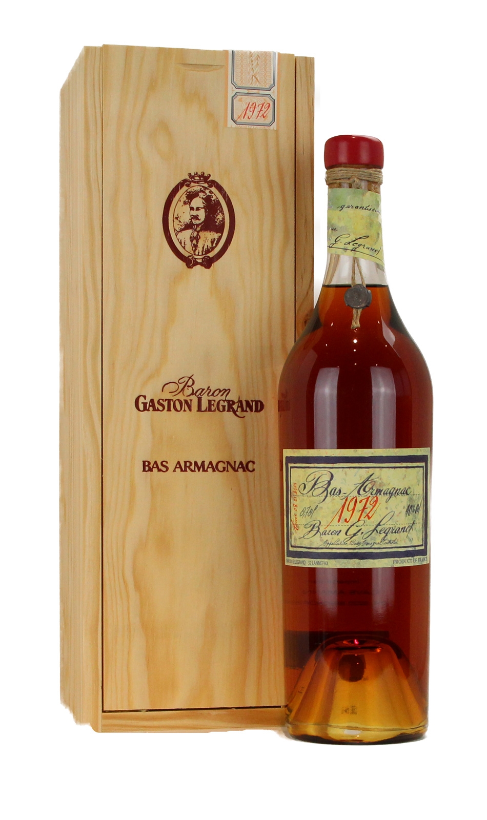BARON GASTON LEGRAND ARMAGNAC 1972 - LEVERES I STOFPOSE OG ORG