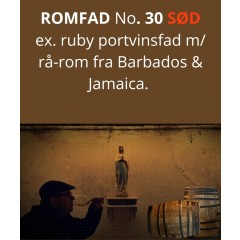 ROMFADANDEL I ET 40 LITER EX. RUBY PORTVINSFAD MED RÅ-ROM FRA JAMAICA & BARBADOS (ROMMEN BLIVER SØD OG 40% ALC.) - HVER ANDEL FÅR 5 FL. PÅFYLDT EGETRÆSFADET APRIL 2025 - KLIK OG SE MERE
