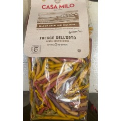  "Pasta - Trecce dell orto fra Antico Pastificio Morelli" - 5 farver og smage (gulerod, rødbede, gurkemeje, spinat, basilikum, tomat, blæksprutte).500gr.. - ITALIEN