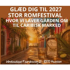 ROMFESTIVAL 2027 - Wineboutique og hele gårdspladsen bliver et stort caribisk marked med mad, tønder, musik og masser af rom