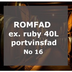 ROMFADANDEL I ET 40 LITER EX. RUBY PORTVINSFAD MED RÅ-ROM FRA JAMAICA (SØDES TIL HALVTØR OG 42% ALKOHOL) - HVER ANDEL FÅR 5 FL.