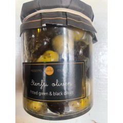 "STENFRI SORTE & GRØNNE OLIVEN" - 280 gr. - ITALIEN