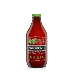 Agromonte - Cherrytomat sauce m/ basilikum - Italien - Denne sauce kombinerer den søde smag af cherrytomaterne med den gode smag af bailikum, som takket være sin unikke duft og smag er et must i det italienske køkken