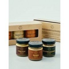 Svendborg Sennepsfabrik - "Gaveæske med 3 sennep" - Velsmagende og flot gaveæske med tre forskellige sennep - 200 gr. pr. gl.