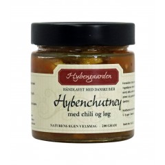Hybenchutney m/ chili & løg - Hybengaarden - Vendsyssel - Premium product - 200 gr. i glas