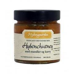 Hybenchutney m/ mandler & karry - Hybengaarden - Vendsyssel - Premium product - 200 gr. i glas