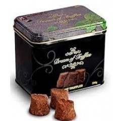 Dream of Sweden - Kakao pudret chokoladetrøfler m/mint choko - Premium quality - I smuk metalbox - fin gaveidé - 200 gr.